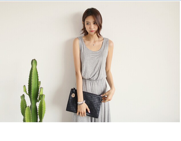 WD6109 Korea Stylish Long Dress Grey